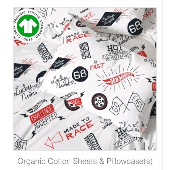 Morning Bird Hot Wheels Licensed 4pc FULL Sheets Set Organic 100% Cotton Racing - Picture 13 of 13